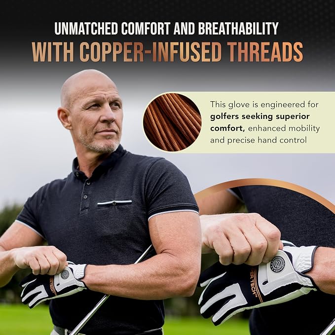 Copper Tech Golf Gloves Men Right Handed Golfer Or Left Handed Golfer | Copper - Image 6