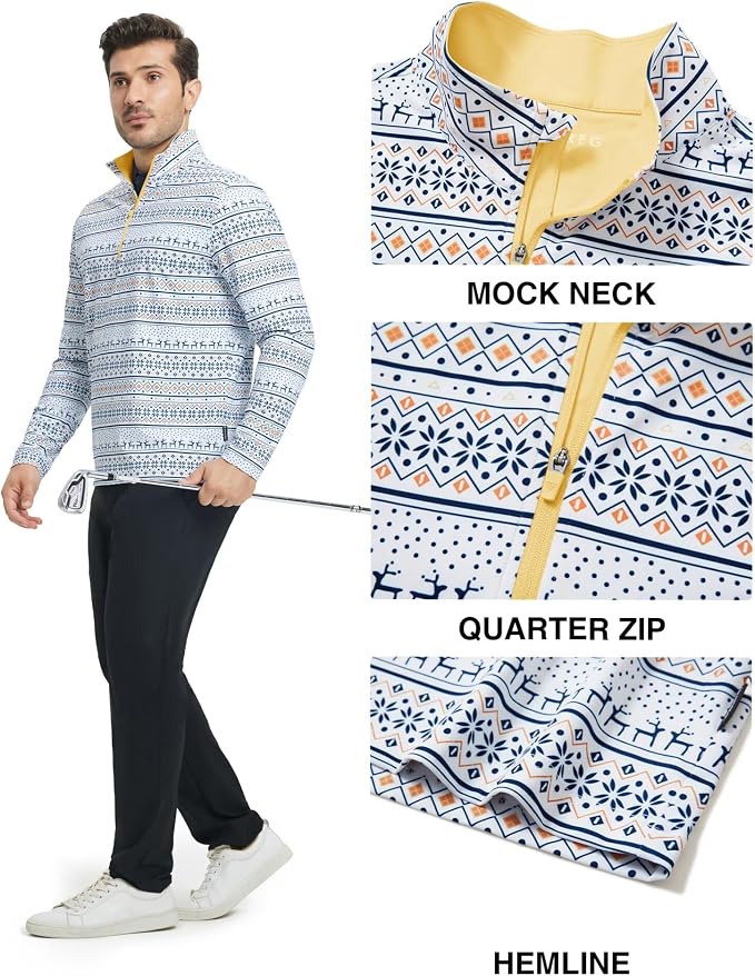 M MAELREG Quarter Zip Golf Pullover Men Dry Fit Long Sleeve Performance Wicking - Image 3