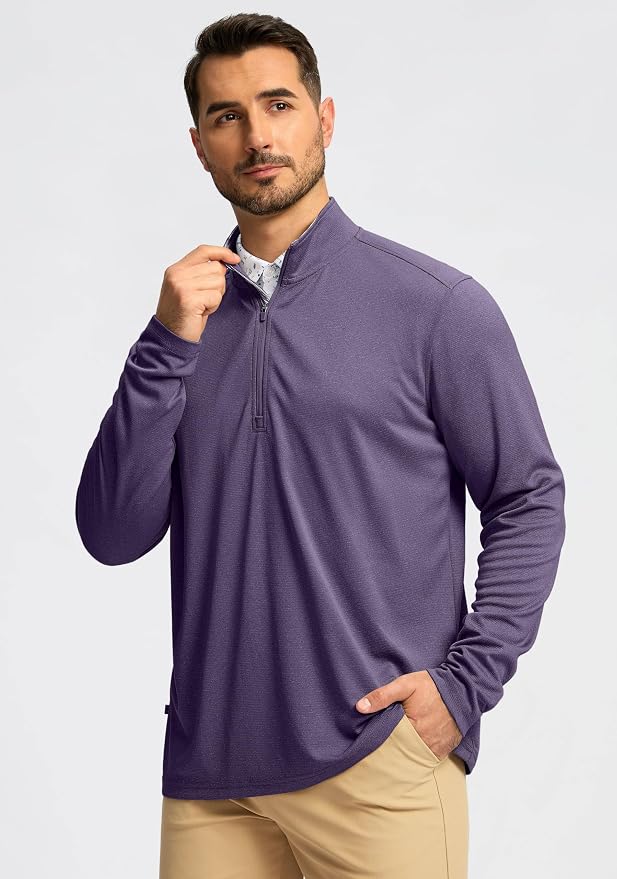 Obla Golf Quarter Zip Pullover for Men Mock Neck Sweatshirt Lightweight Sun - Image 2