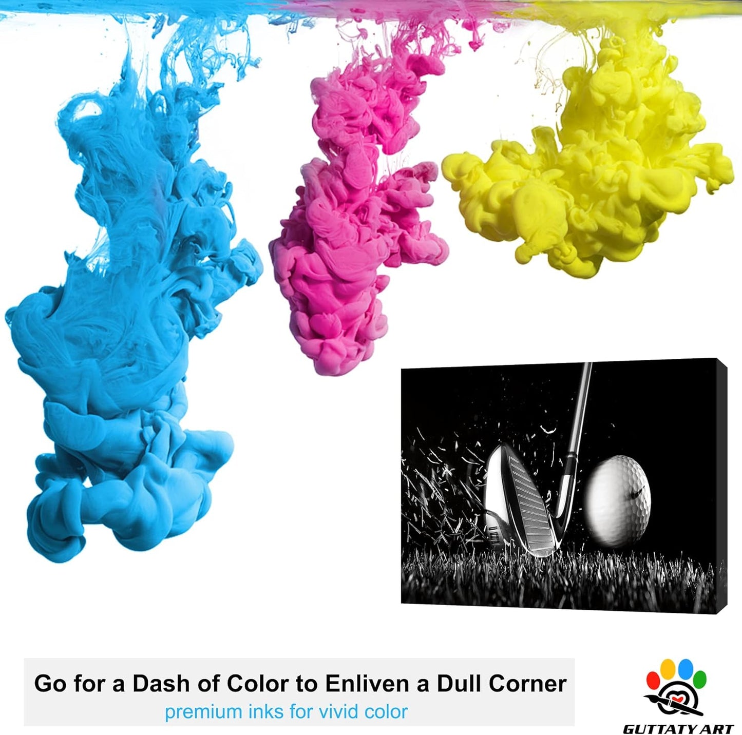 GUTTATY Golf Wall Art, Golf Pictures Posters Canvas Print Wall Decor for Golfer's Man Cave Home Ofice Ready to Hang (32x48 Inches)