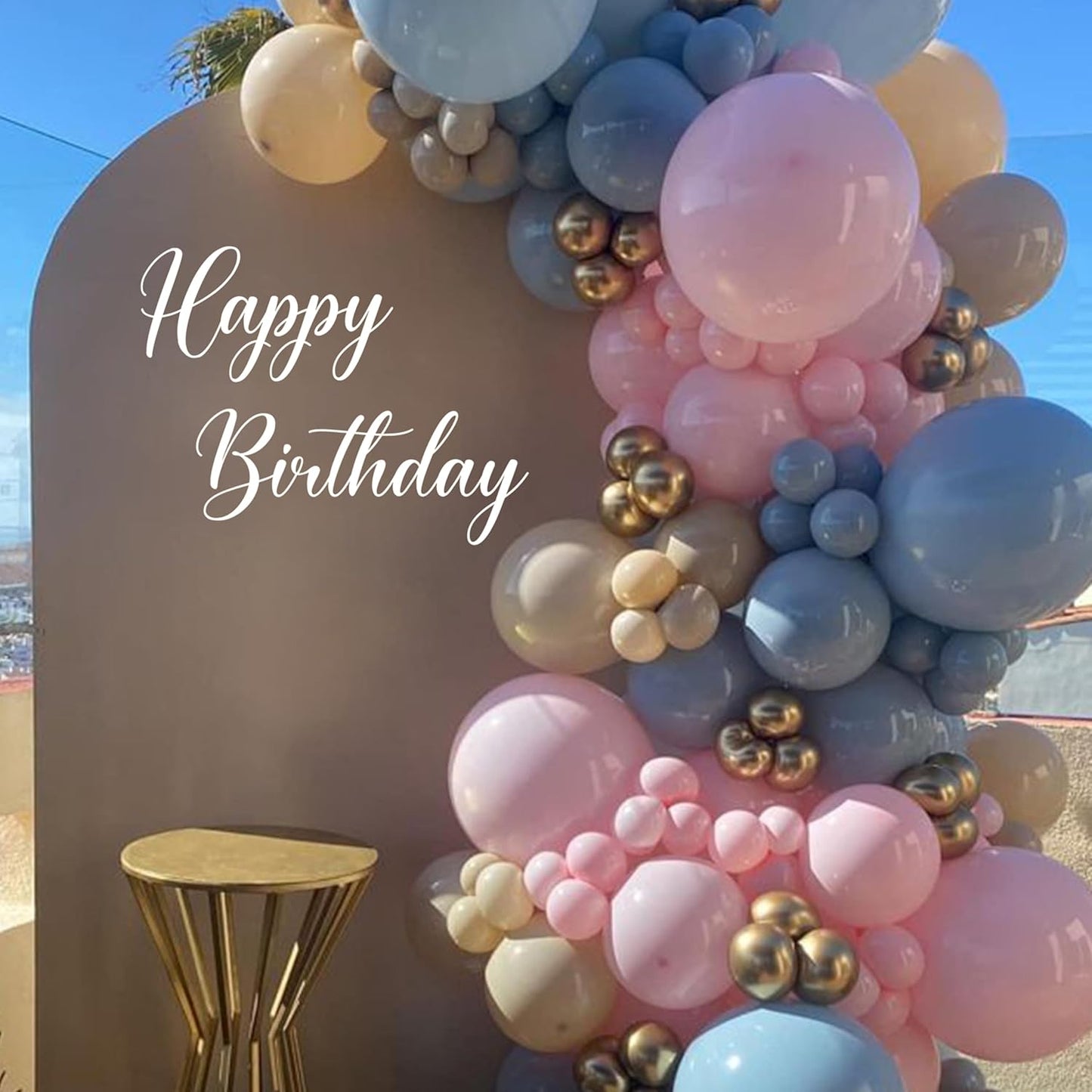 Happy Birthday Wall Decal - White Script Letters Wall Stickers, Birthday Party Balloon Arch Backdrop Decoration Supplies Sign Decals, Removable Adhesive Sticker