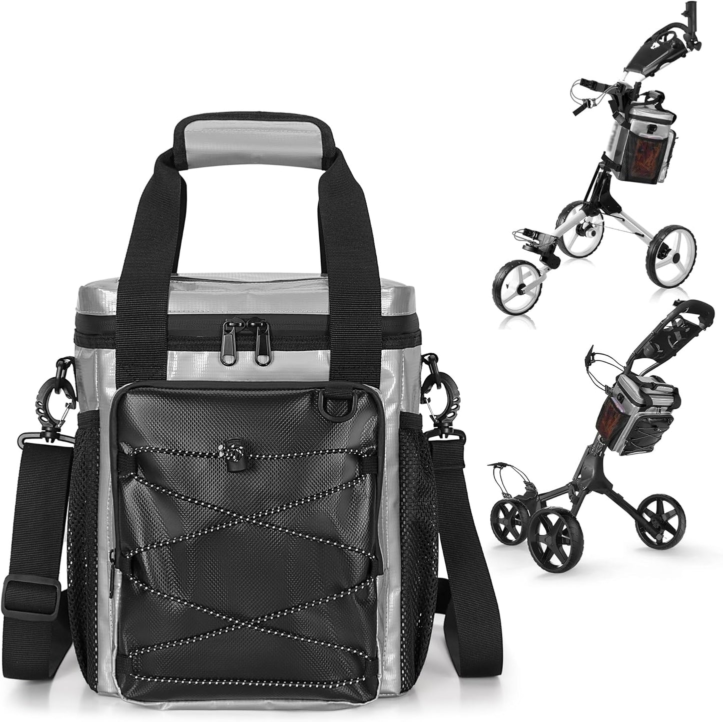 Insulated Golf Cart Cooler, 12-Can Leakproof Soft Cooler Bag Suitable for Golf Push Cart