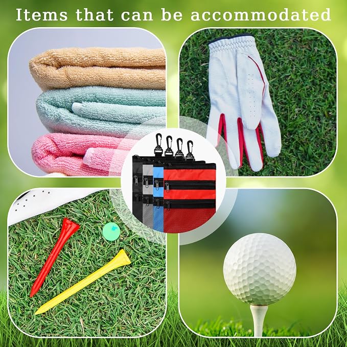 4 Pcs Golf Tee Holder 3 Zippered Golf Pouch Bag - Image 4