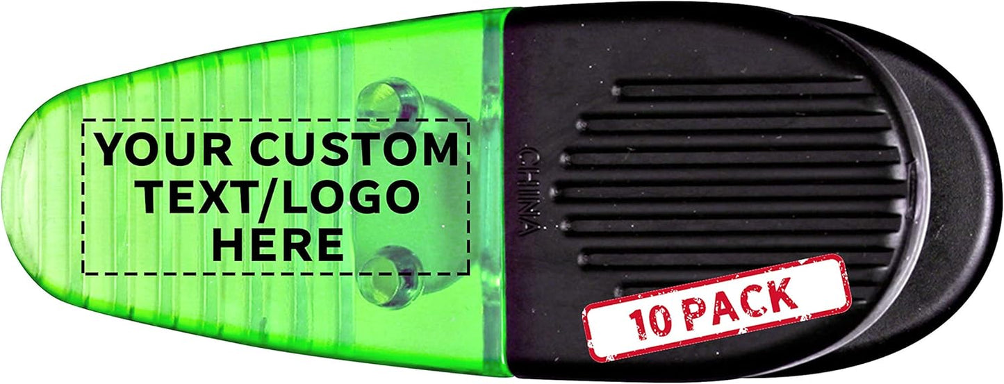 10 Magnetic Memo Holders Set - Customizable Text, Logo - Large Clip, Plastic - TGreen