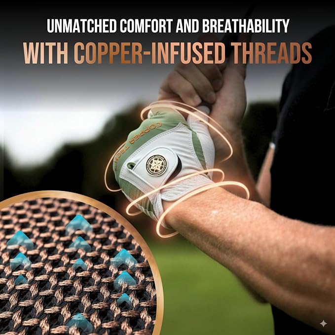 Copper Tech Golf Gloves Men Right Handed Golfer or Left Handed Golfer | Copper - Image 4