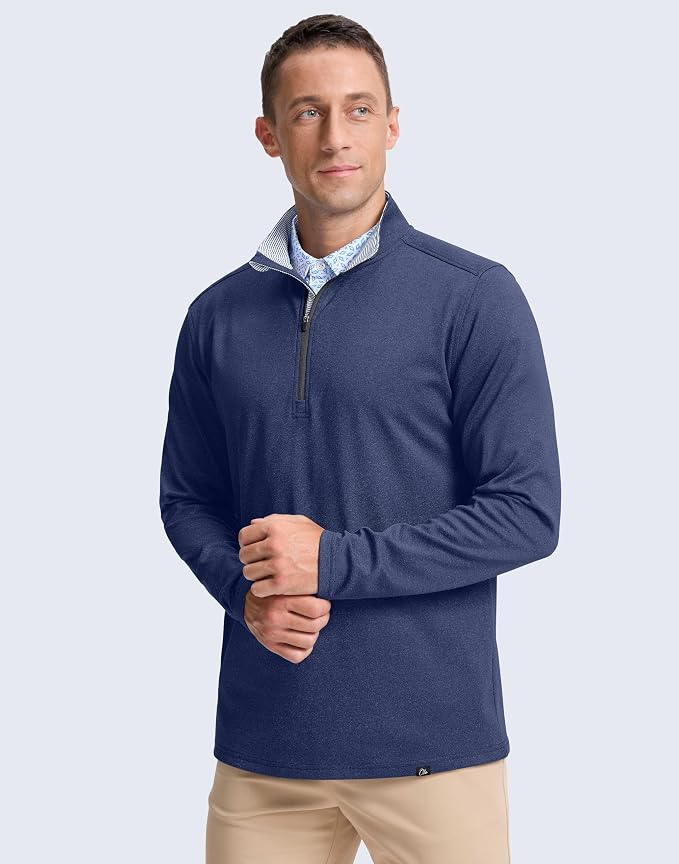 Obla Golf Quarter Zip Pullover Men Fleece Mock Neck Sweatshirt Winter Warm 1/4 - Image 2