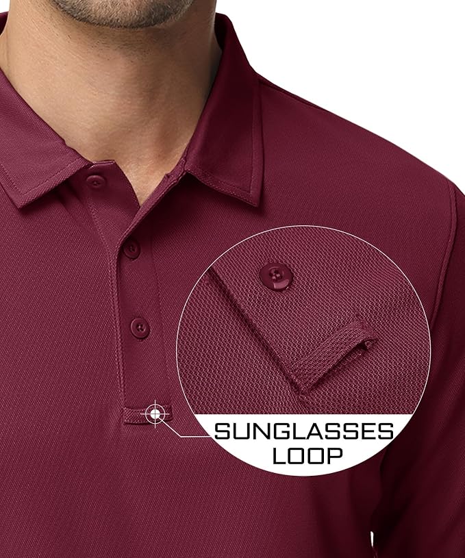 MAGCOMSEN Men's Polo Shirts 3 Button Quick Dry Performance Long Sleeve Tactical - Image 3