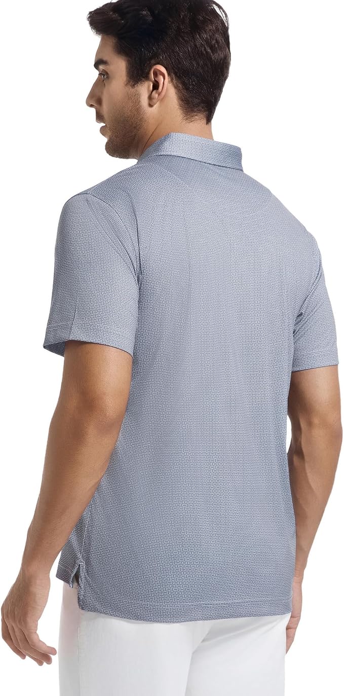 Alex Vando Mens Golf Shirt Moisture Wicking Classic Print Golf Shirts - Image 4