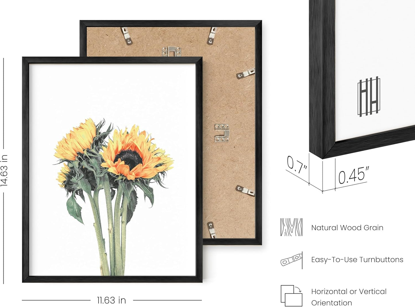 HAUS AND HUES Plant Wall Art - Set of 4 Green Plant Pictures Collection, Botanical Prints, Sage Green Leaves Paintings, Minimalist Wall Décor (11x14, Black Aluminum Frame)