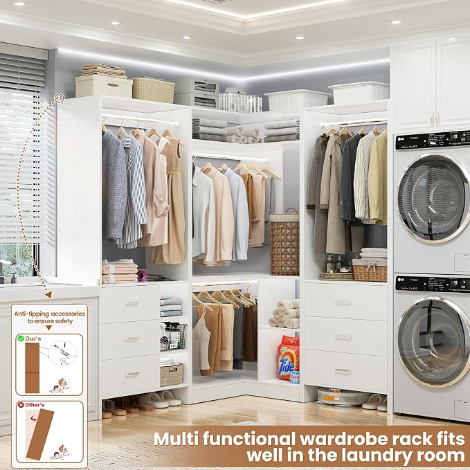 Aheaplus Closet System with 3 Sets, 86.8" Closet Organizer System with 6 - Image 4