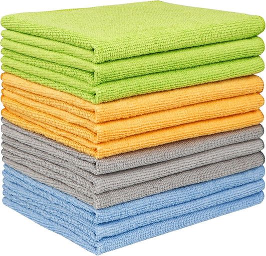 AIDEA Microfiber Cleaning Cloth 12 Pack, Microfiber Towels for Cars, Soft & Absorbent Cleaning Rags, Premium Lint Free Shop Towels for House, Kitchen, Car, 12inx16in