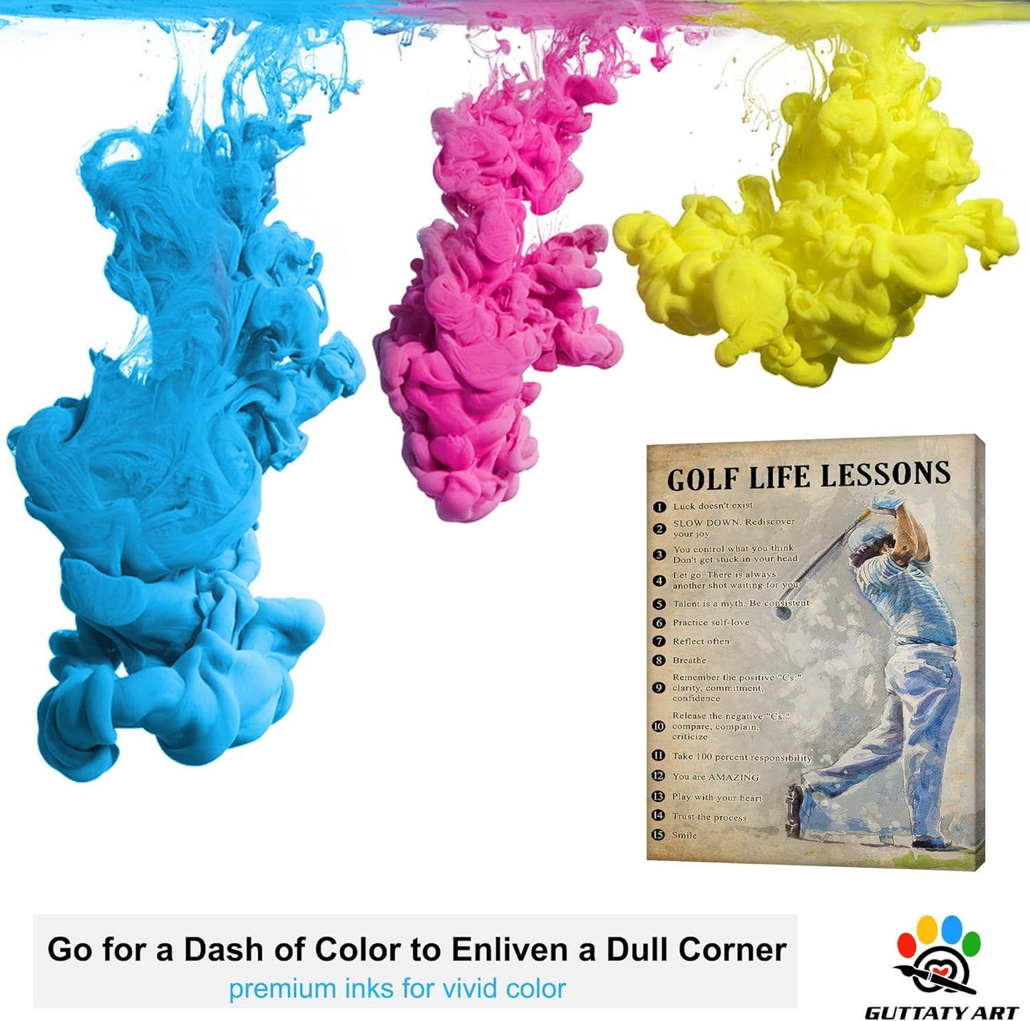 GUTTATY Golf Wall Art, Vintage Golf Pictures Posters Canvas Print Wall Decor for Golfer's Man Cave Home Ofice Ready to Hang (32x48 Inches)