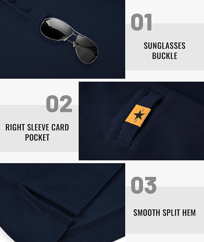 Men's Long Sleeve Polo Shirts 3 Button Down - Image 3