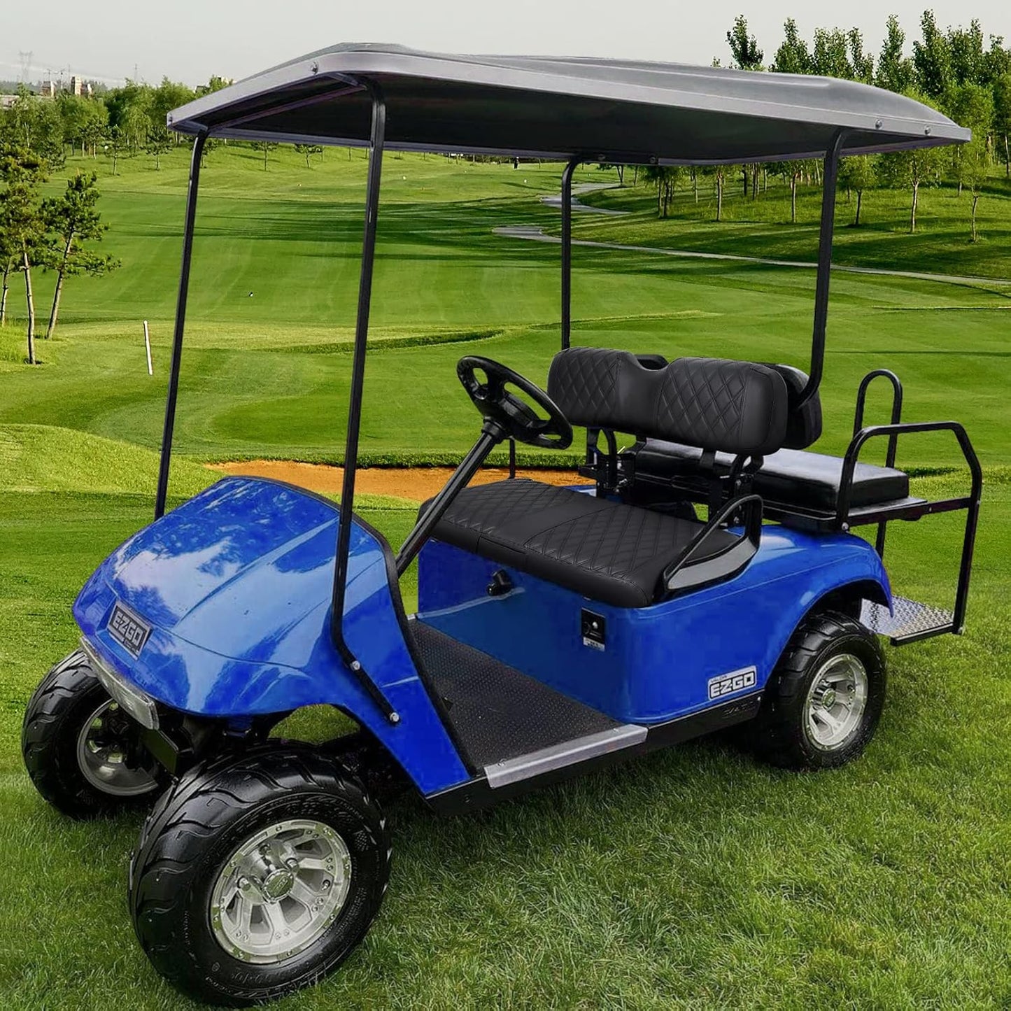 iLSKW Golf Cart Seat Cover for EZGO TXT/RXV Front Seat, PVC Thick Leather Universal Luxuary Feeling Shape Keep Seat Warm & Clean, Bench Seat Covers Breathable Washable Detachable