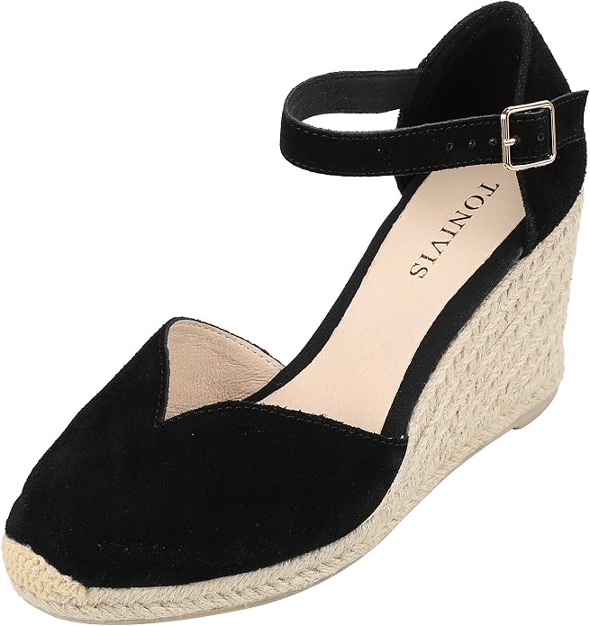 Platform Wedges Sandals for Women, Ankle-Strap, Cap Toe, Summer Espadrilles - Image 2