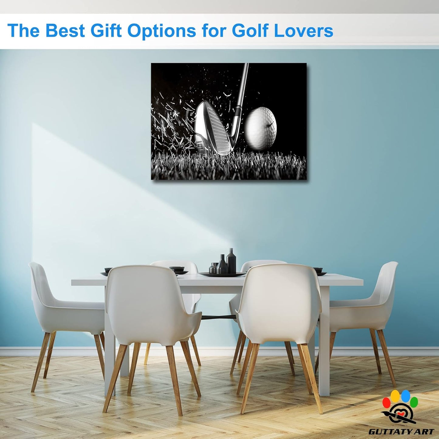 GUTTATY Golf Wall Art, Golf Pictures Posters Canvas Print Wall Decor for Golfer's Man Cave Home Ofice Ready to Hang (18x24 Inches)