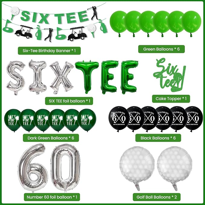 60th Birthday Decorations, Golf Themed 60th Birthday Party Decorations Gifts - Image 7