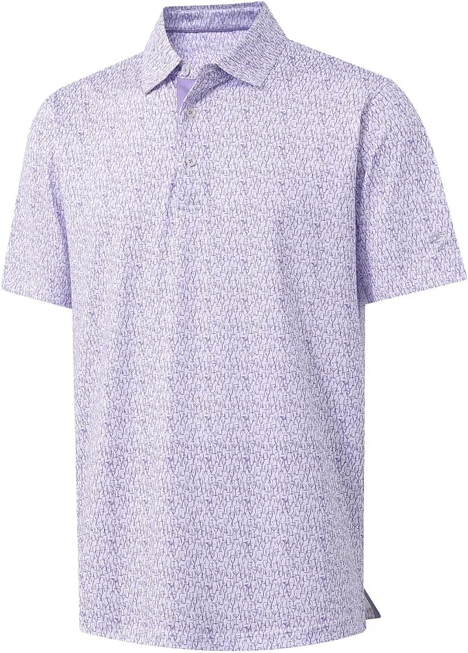 M MAELREG Mens Golf Shirt Short Sleeve Dry Fit Print Moisture Wicking by MAELREG