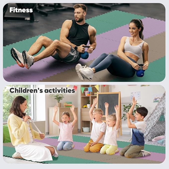 Home Gym Mat, Puzzle Exercise Mat, EVA Interlocking Foam Floor Tiles - Image 6