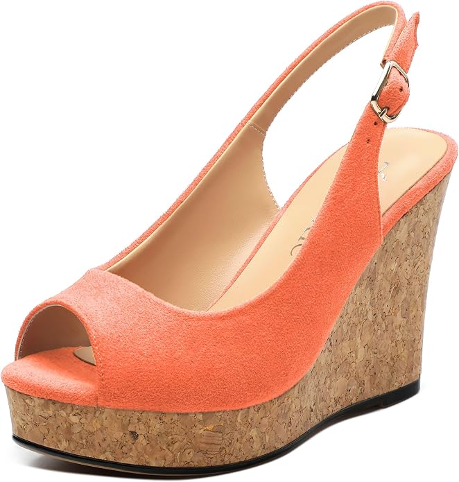 Womens Wedge Platform Sandals Peep Open Toe Slingback Buckle High Heel Dress by zasudxie