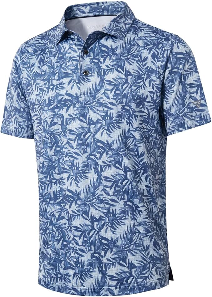Golf Shirts for Men Dry Fit Short Sleeve Print Performance Moisture Wicking by MAELREG