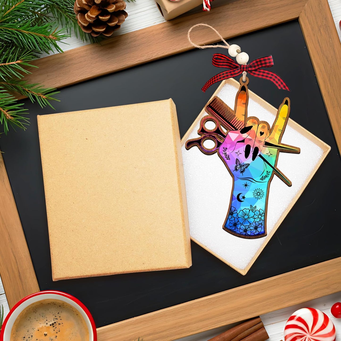 HEXMOZ Hairdresser Christmas Ornament 2025 - Gifts for Hairdressers, Hair Stylists, Female Barbers - Hair Dresser, Hairstylist, Beautician Gift for Women - Acrylic Wood Ornament