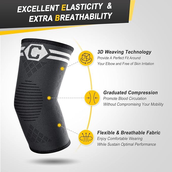 CAMBIVO 2 Pack Elbow Brace for Tendonitis, Tennis Elbow Compression Support - Image 2