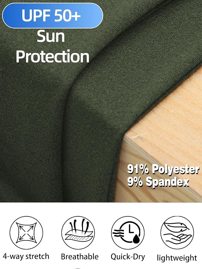 Mens Long Sleeve Shirts Quarter Zip Pullover UPF 50+ Sun Protection Wicking - Image 5