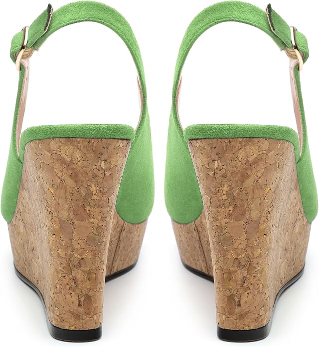 Womens Wedge Platform Sandals Peep Open Toe Slingback Buckle High Heel Dress - Image 4