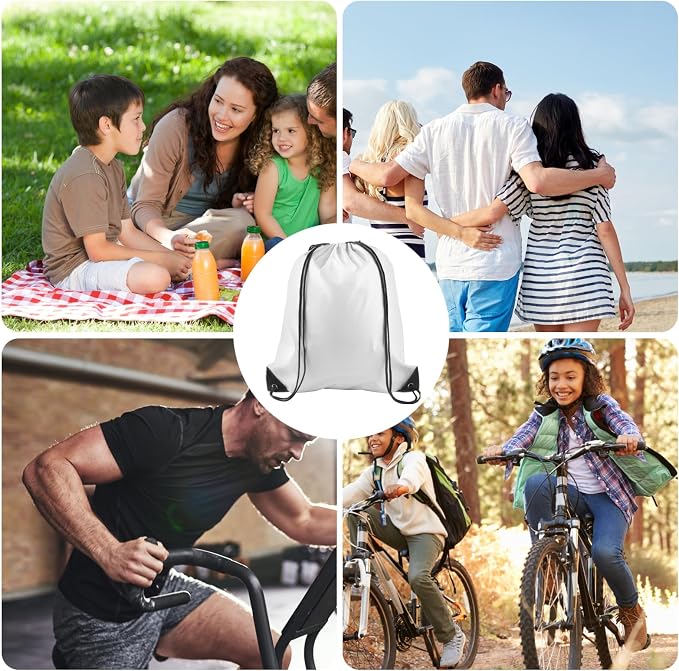 KUUQA 12 Pcs Drawstring Backpack Bags Bulk White Drawstring Bag Foldable Gym - Image 6