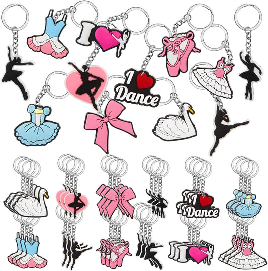 Batiyeer 36 Pack Dance Keychains Bulk Party Favors Sports Ball Key Chains Funny Keyring Gifts for Birthday Supplies