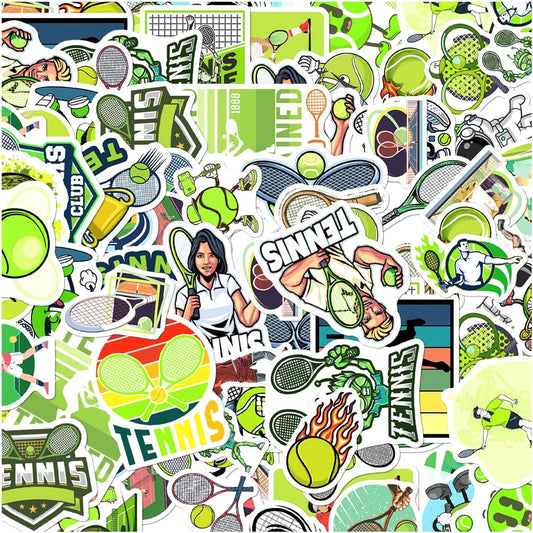 50pcs Tennis Theme Stickers Pack Vinyl Decals for Players Athletes Fans Kids Teens Laptop Water Bottle Skateboard Sports Gear Bedroom Bottles Bumper Adults Phone Case