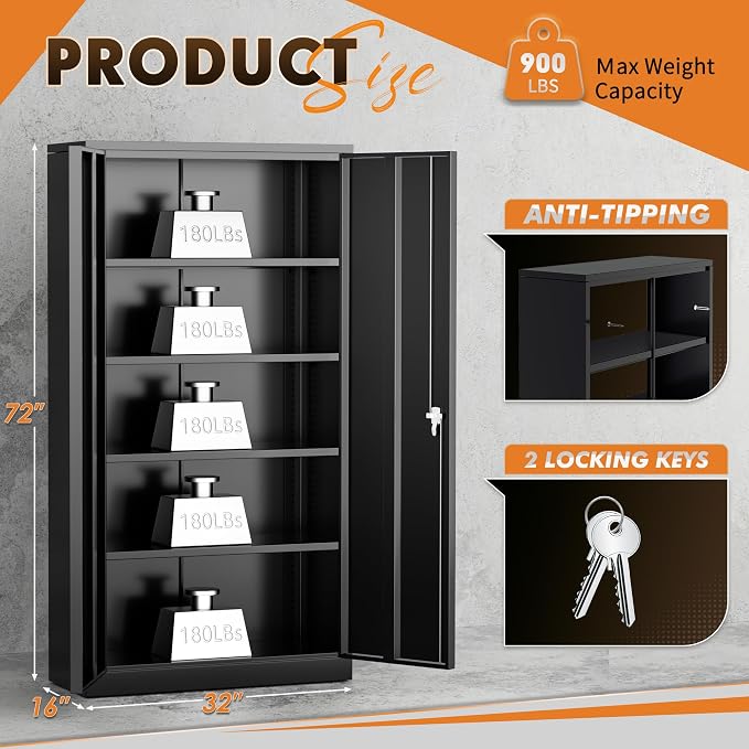 INTERGREAT Metal Storage Cabinet, Tall Metal Cabinet - Image 3