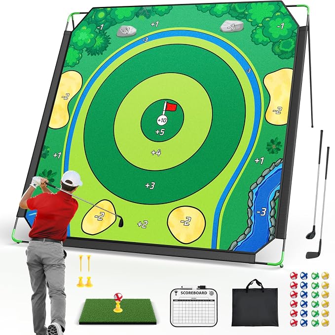 Golf Chipping Game Set, 71 X 71 in Large Golf Practice Mat by IGRLOfficial