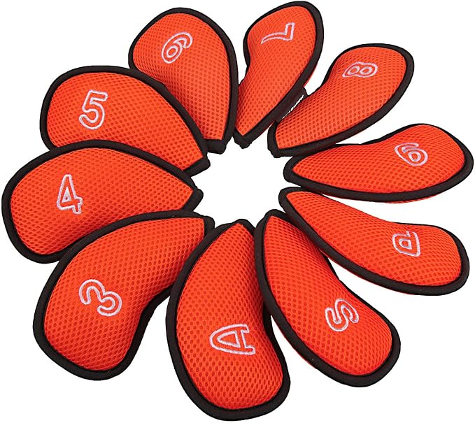 10Pcs/Pack New Meshy Golf Iron Covers Set Golf Club Head Cover Fit Most Irons by Unknown