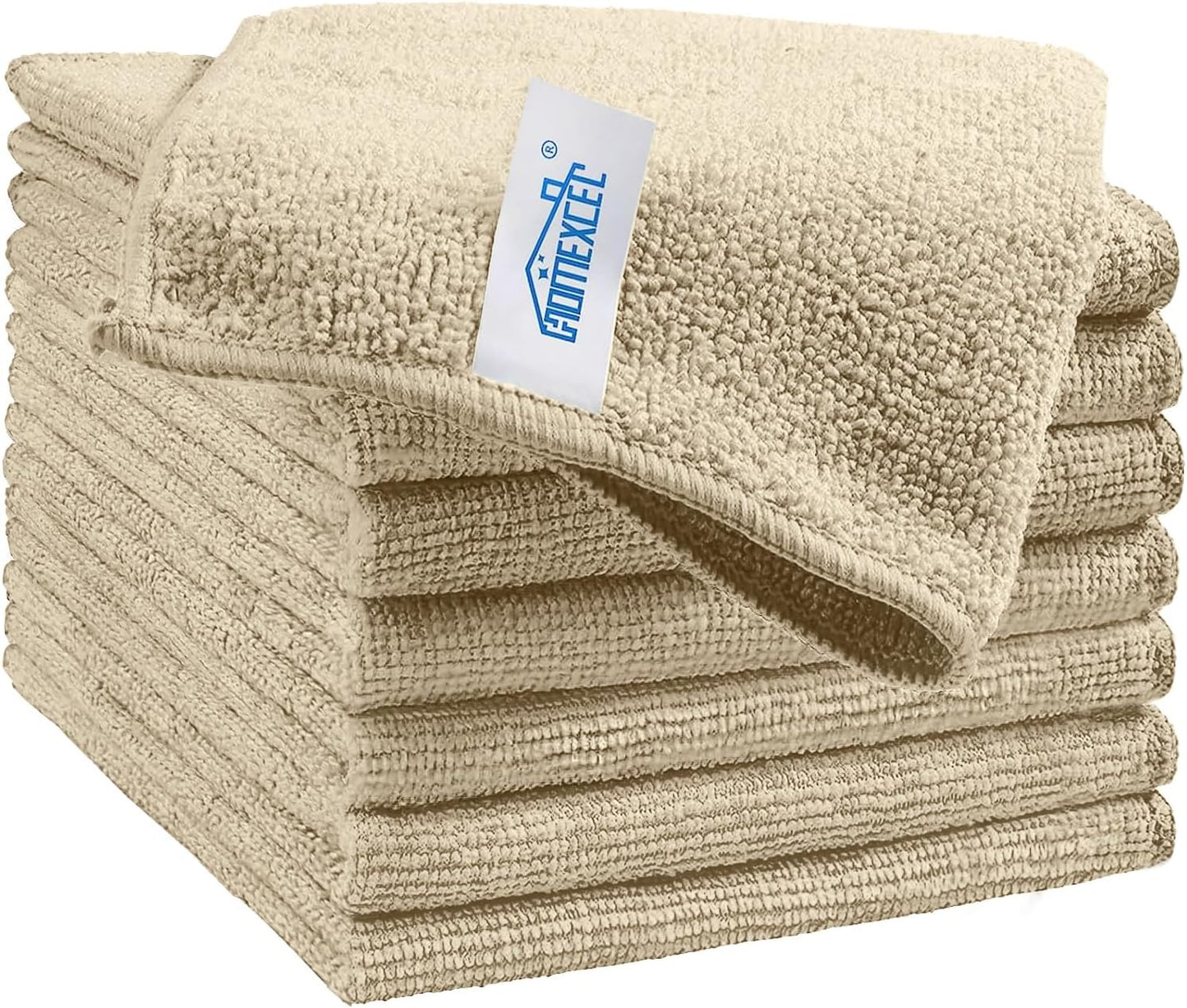HOMEXCEL Brown Microfiber Cleaning Cloth, 8 Pack Cleaning Towels for Kitchen, Lint Free, Scratch-Free, Highly Absorbent, and Reusable Cleaning Rags for House, Window and Glass, Cars, 11.5 X11.5 inch