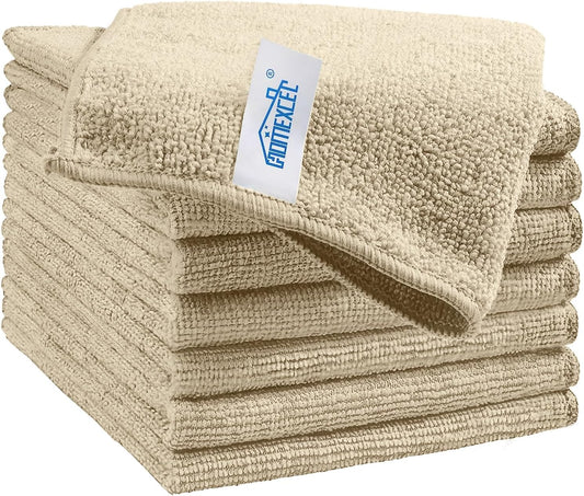 HOMEXCEL Brown Microfiber Cleaning Cloth, 8 Pack Cleaning Towels for Kitchen, Lint Free, Scratch-Free, Highly Absorbent, and Reusable Cleaning Rags for House, Window and Glass, Cars, 11.5 X11.5 inch