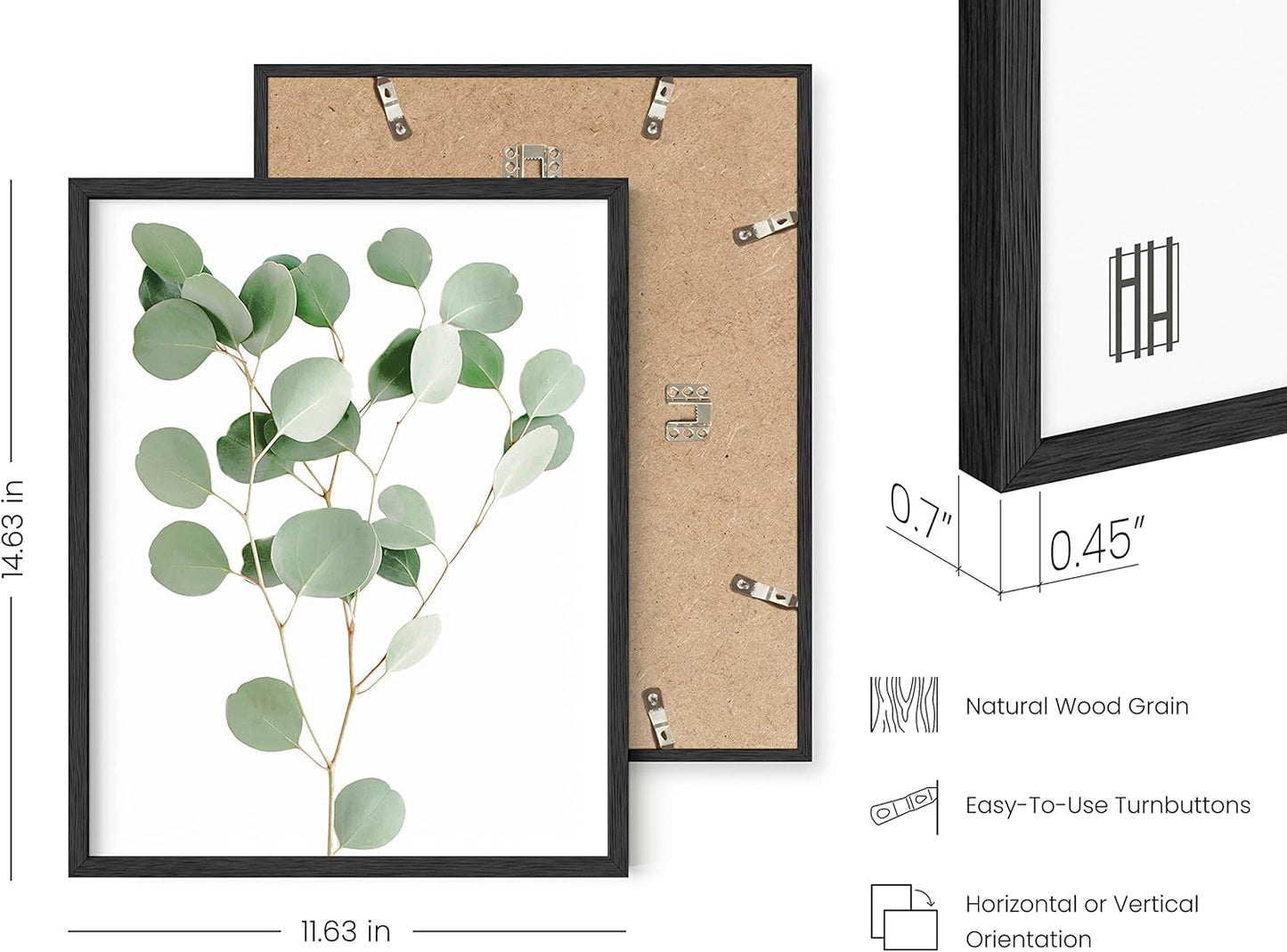 HAUS AND HUES Botanical Plant Wall Art Prints - Set of 4 Plant Wall Decor Prints Floral Kitchen Flower Leaves Wall Art Boho Leaf Eucalyptus Wall Decor Green Botanical Poster Set (11x14, Black Framed)