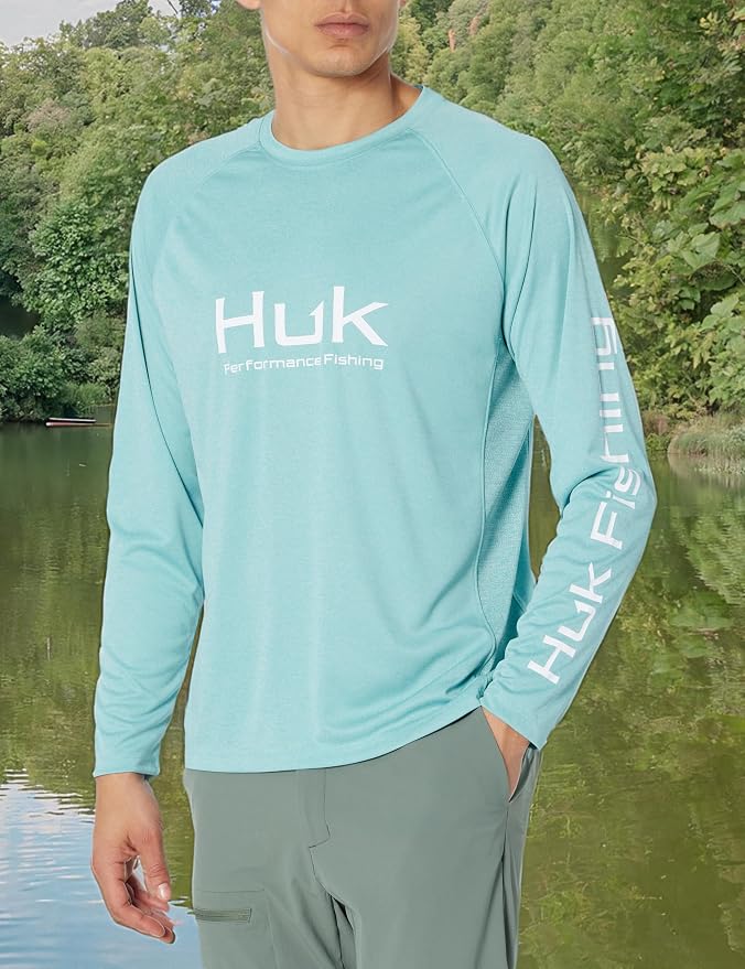HUK Mens Pursuit Heather Long Sleeve Shirt, Fishing Shirt - Image 3