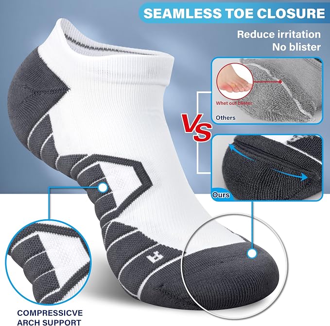 Hylaea Athletic Running Socks Cushion Padded Moisture Wicking Low Cut - Image 5