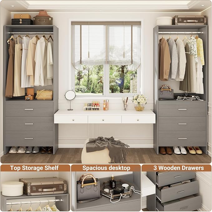 Aheaplus Closet System Closet Organizer, Wood Closet Organizer System, Walk-in - Image 6