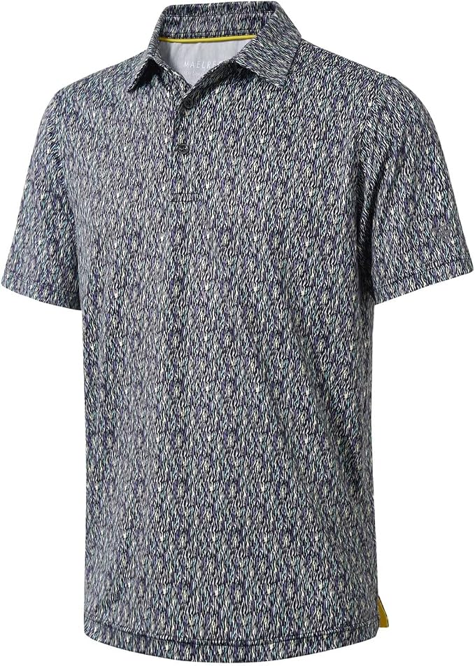 Golf Shirts for Men Dry Fit Short Sleeve Print Performance Moisture Wicking by MAELREG