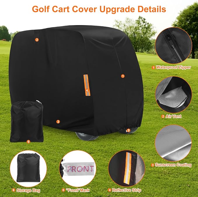 Golf Cart Cover 4 Passenger, 420D Heavy Duty Golf Cart Rain Cover - Image 4