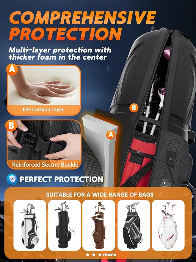 Golf Travel Bag with PC Hard Case Top, 1680D Heavy Duty Oxford Fabric Golf - Image 5