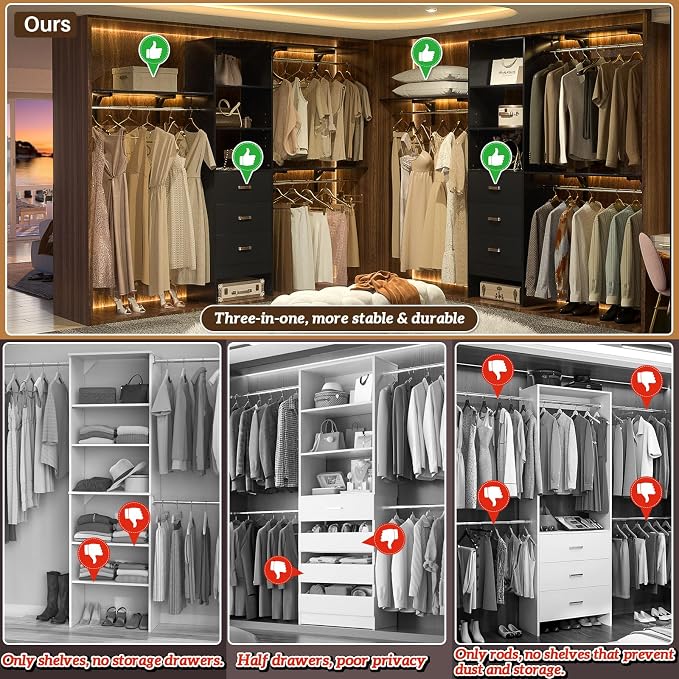 8FT Closet System, Wall Mount Bedroom Wardrobe - Image 2