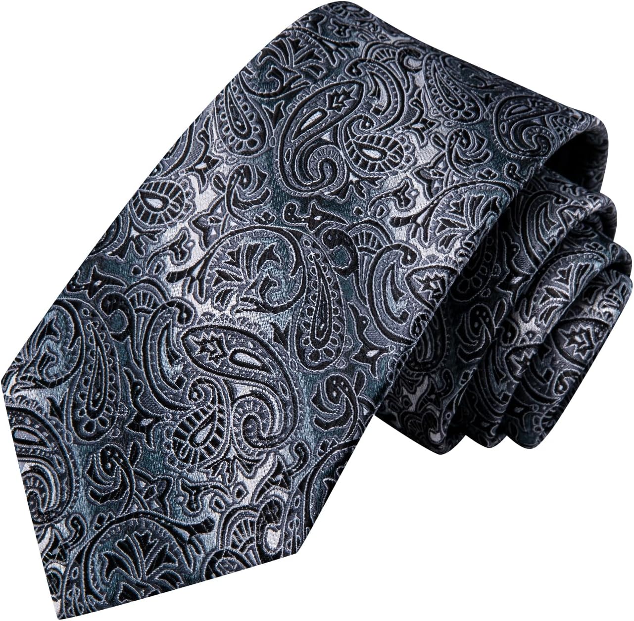 Hi-Tie Men 63inches Tie Set Extra Long Necktie Paisley Tie Pocket Suqare Cufflinks Big and Tall Men Tie
