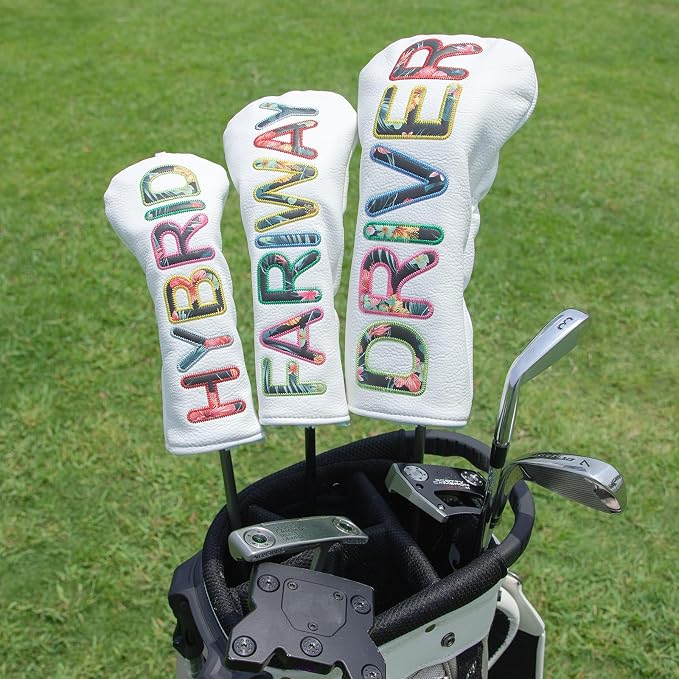 Golf Club Head Covers White for Driver, Fairway Hybrid Woods - Image 6