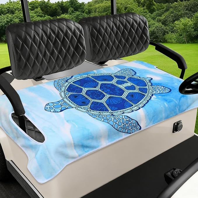 Peryiter Golf Cart Seat Covers Cute Blue Sea Turtle Cart Breathable Seat Covers by Peryiter