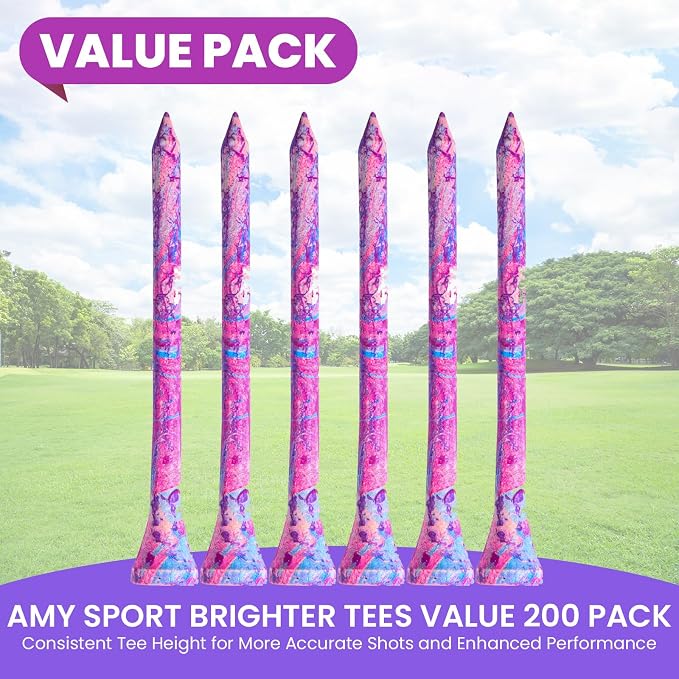 Amy Sport Golf Tees Styllish Bamboo Wooden Coloured Painted Bulk 200 Pack 1 1/2 - Image 2