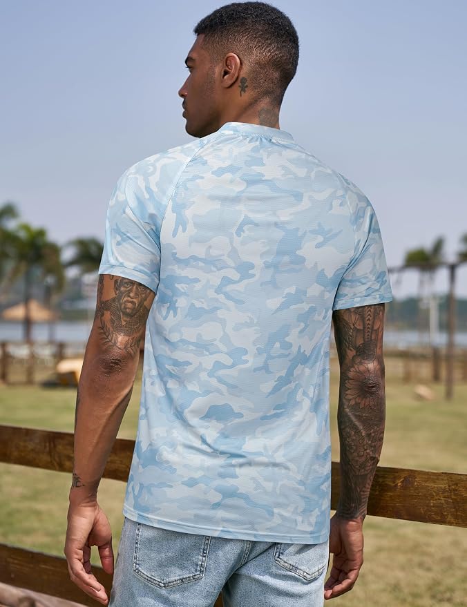 TAPULCO Mens Collarless Golf Shirts Short Sleeve Dry Fit Stretch Casual - Image 5